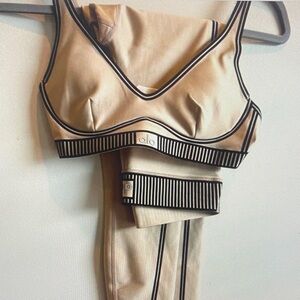 ALO Yoga Tan and Black Bra Set
